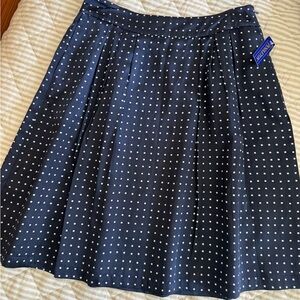 Pendleton Silk Blend Polka Dot Navy A-Line Skirt